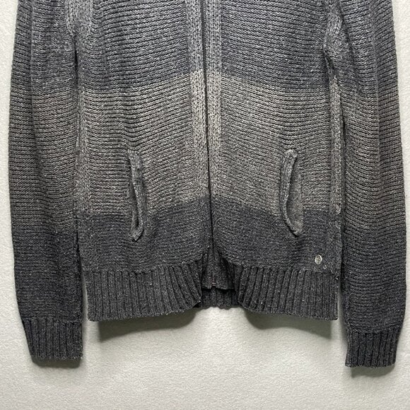 Chunky Guess Wool Blend Heavyweight Zip-Up Cardigan Sweater Black Gray XL - Picture 4 of 10